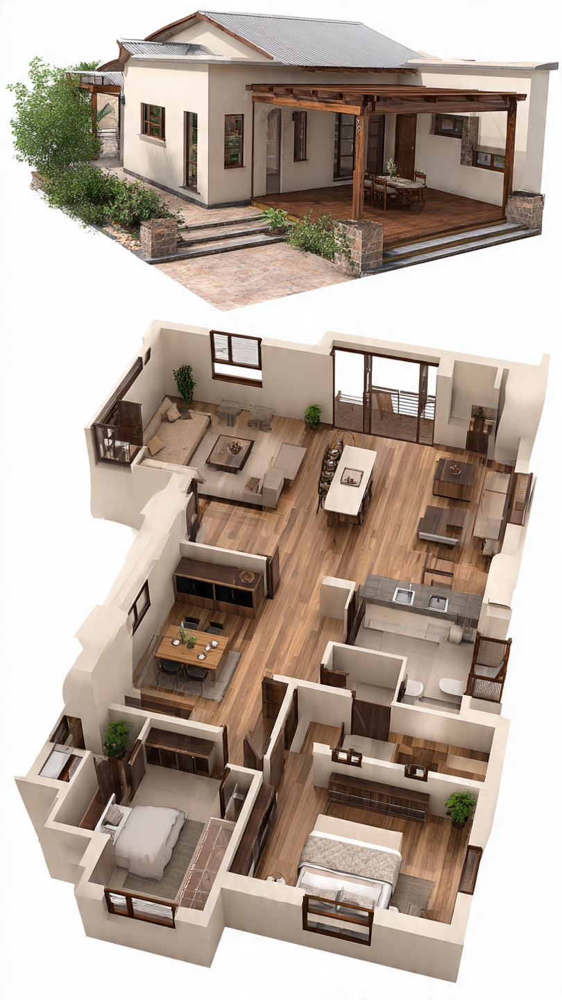 3-Bedroom Bungalow 3D gallery image 2 by FAB INTERIORS Nairobi